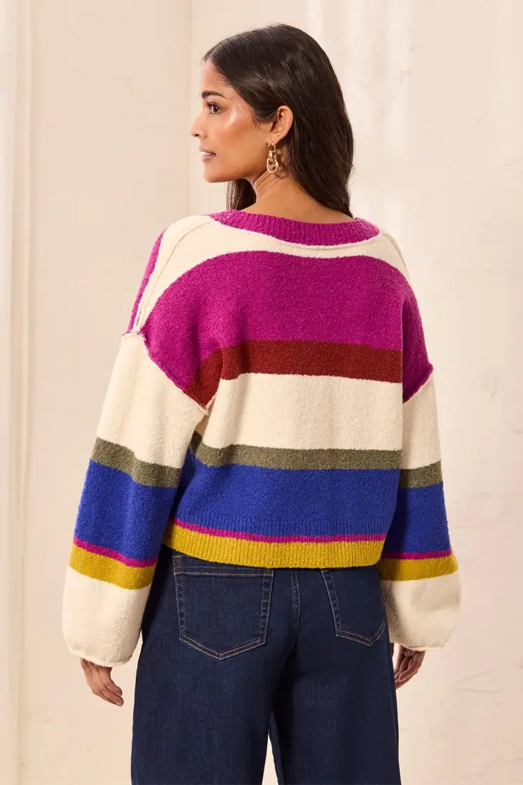 Tribal Tribal Puff Sleeve Sweater Cardigan 6345O