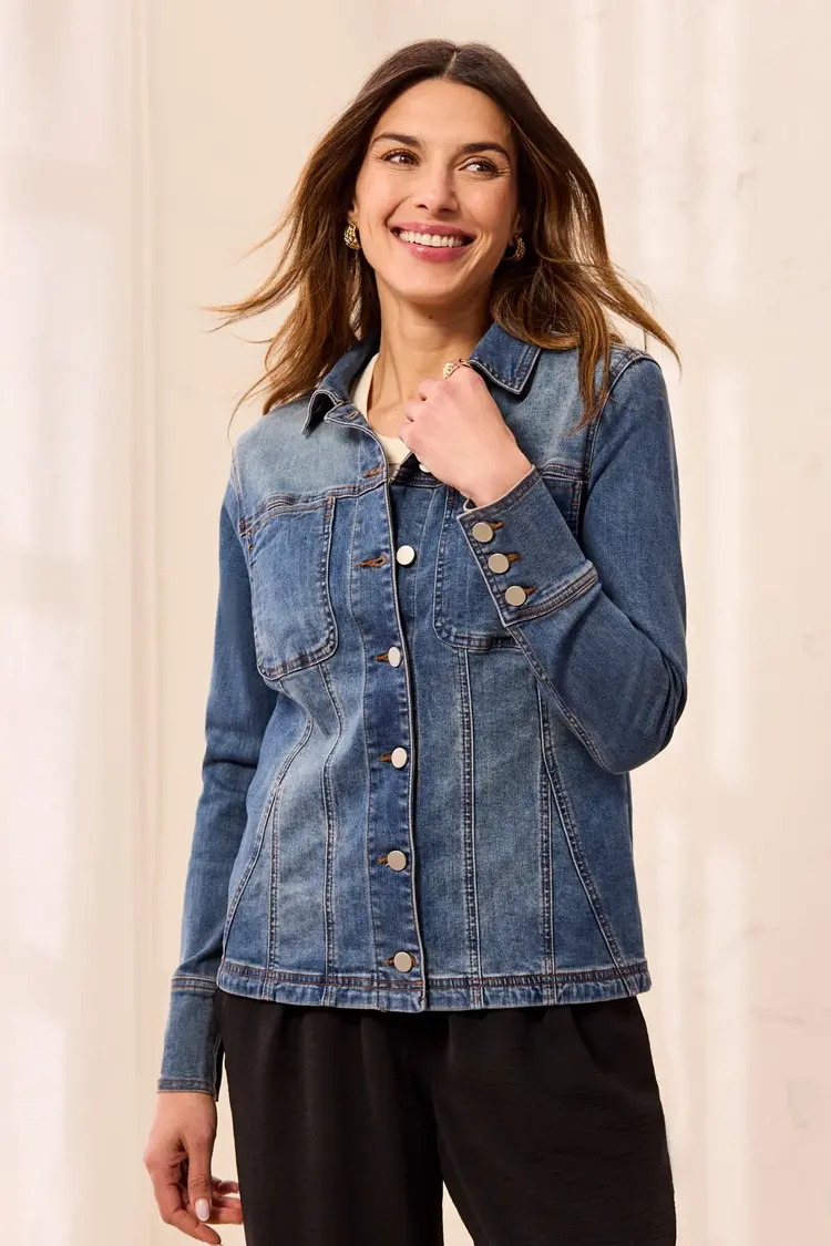 Tribal Tribal Denim Fitted Jacket With Inserts 6233O