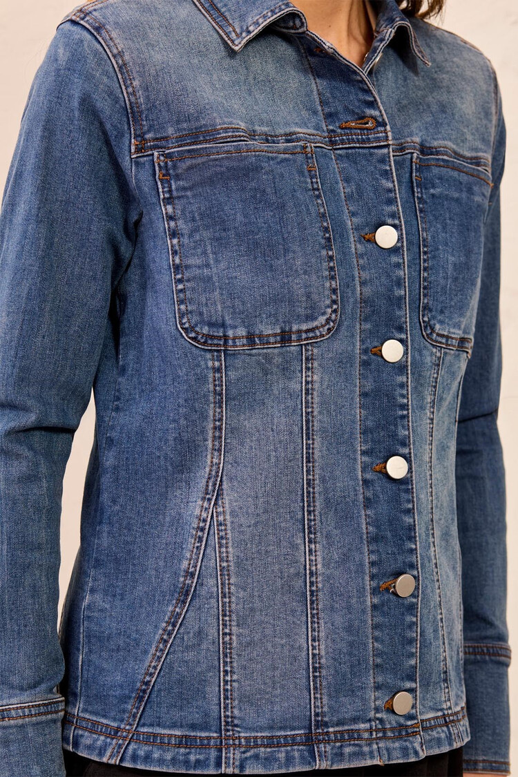Tribal Tribal Denim Fitted Jacket With Inserts 6233O