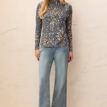 Tribal Tribal Long Sleeve Funnel Neck Top 6275O