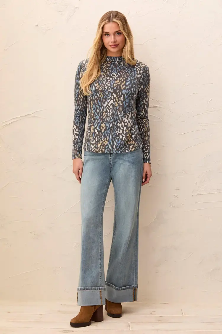 Tribal Tribal Long Sleeve Funnel Neck Top 6275O