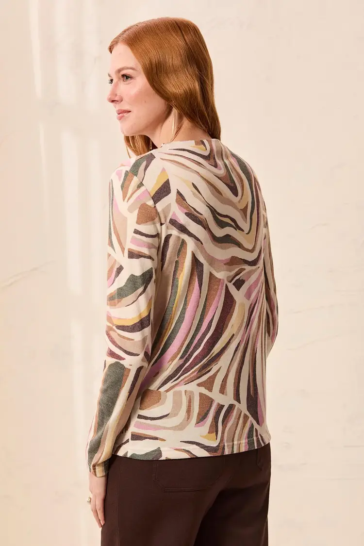 Tribal Tribal Long Sleeve Funnel Neck Top 6275O