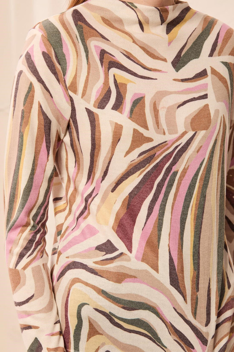 Tribal Tribal Long Sleeve Funnel Neck Top 6275O