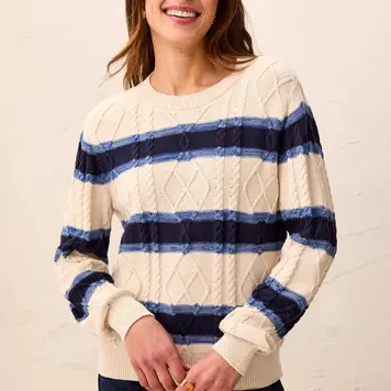 Tribal Tribal Long Sleeve Crew Neck Sweater With Embroidery 3212O