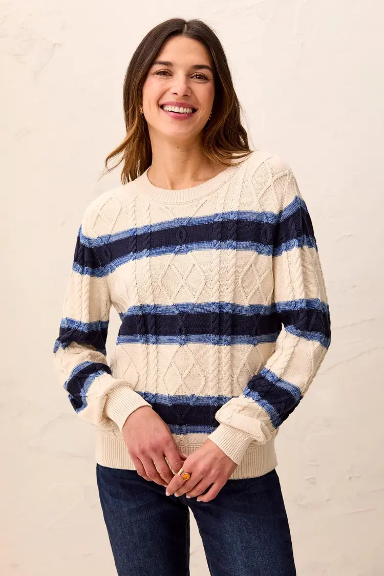 Tribal Tribal Long Sleeve Crew Neck Sweater With Embroidery 3212O