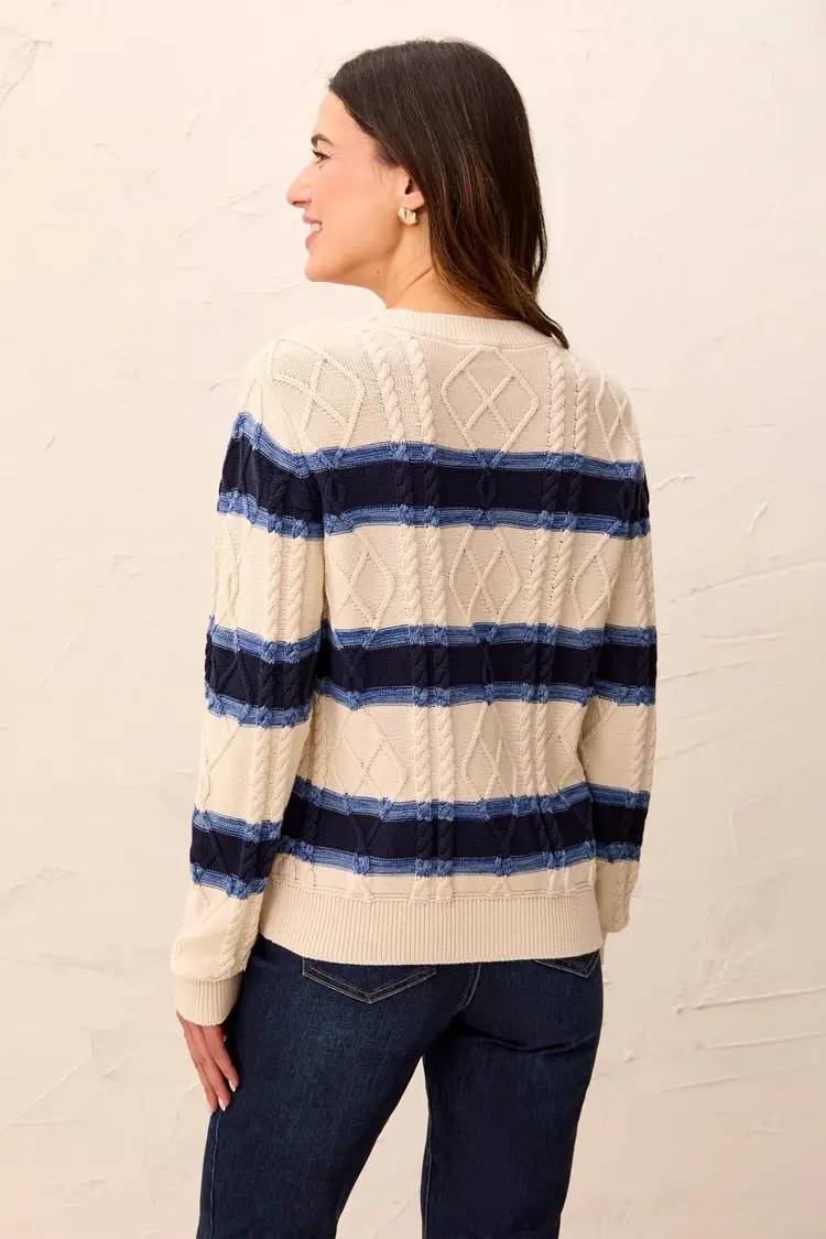Tribal Tribal Long Sleeve Crew Neck Sweater With Embroidery 3212O