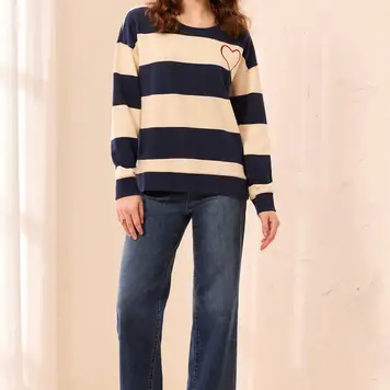 Tribal Tribal Long Sleeve Crew Neck Top With Combo 3275O