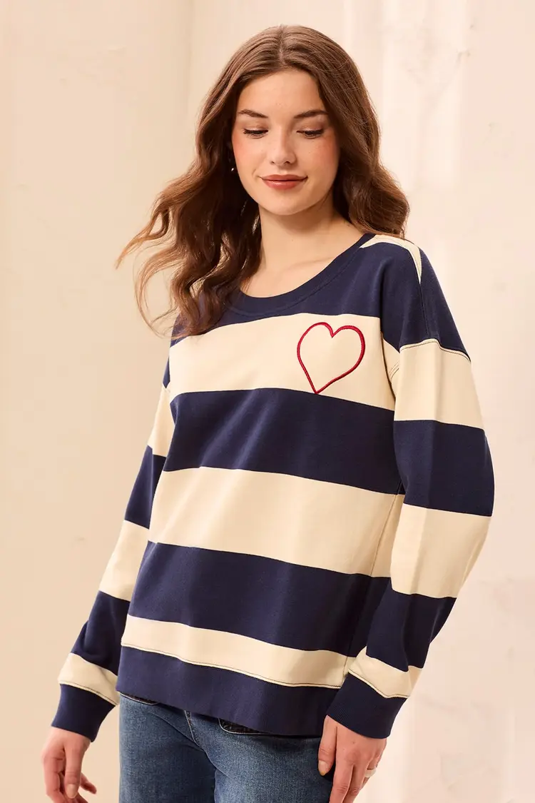 Tribal Tribal Long Sleeve Crew Neck Top With Combo 3275O