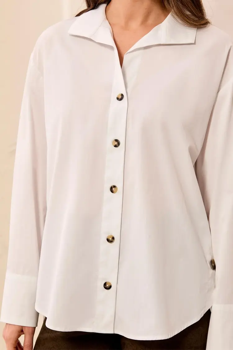 Tribal Tribal Long Sleeve Button Blouse With Side Seam Plackets 3287O