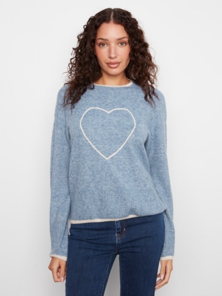 Charlie B Charlie B Long Sleeve Drop Shoulder Mock Neck Sweater W/ Embroidery C2026H