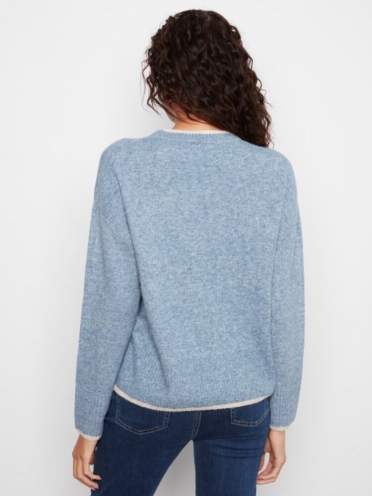 Charlie B Charlie B Long Sleeve Drop Shoulder Mock Neck Sweater W/ Embroidery C2026H