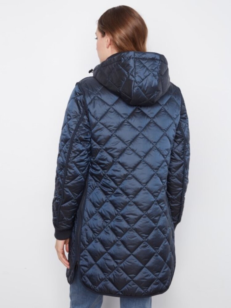 Charlie B Charlie B Sweater Rib Puffer W/ Removable Hood C6430