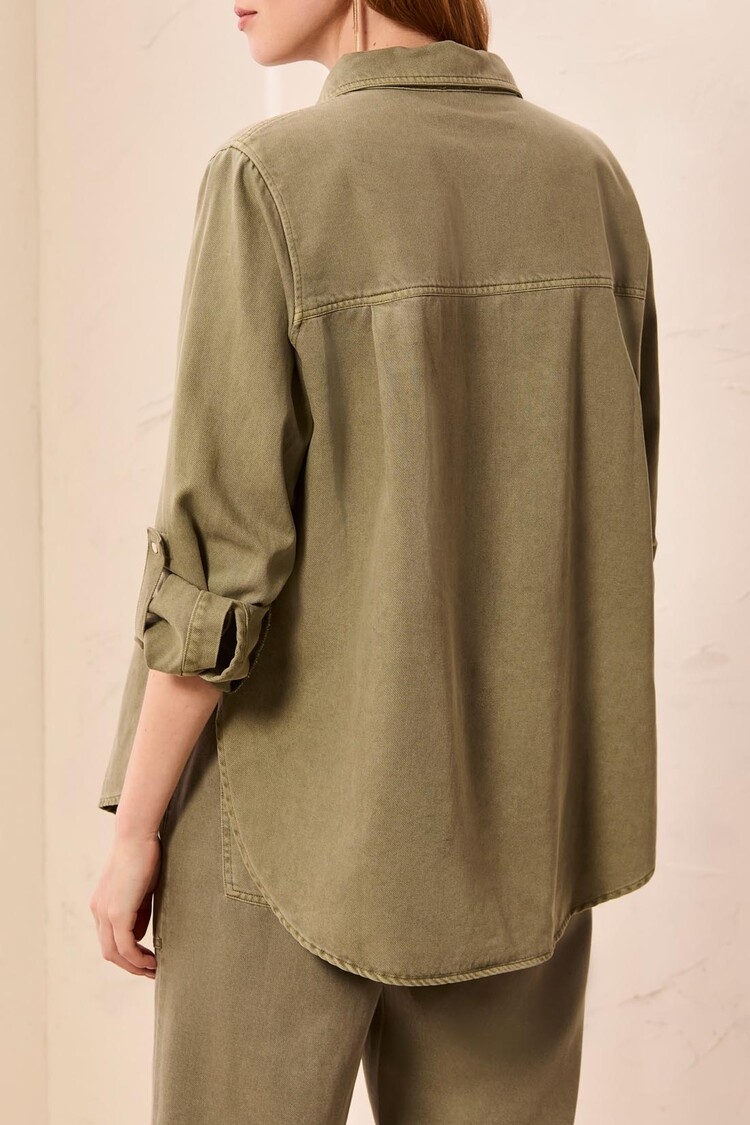 Tribal Tribal Classic Denim Shirt W/ Roll Up Sleeves 6103O