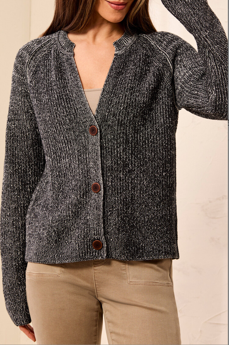 Tribal Tribal Long Sleeve Crew Neck Sweater Cardigan 3183O
