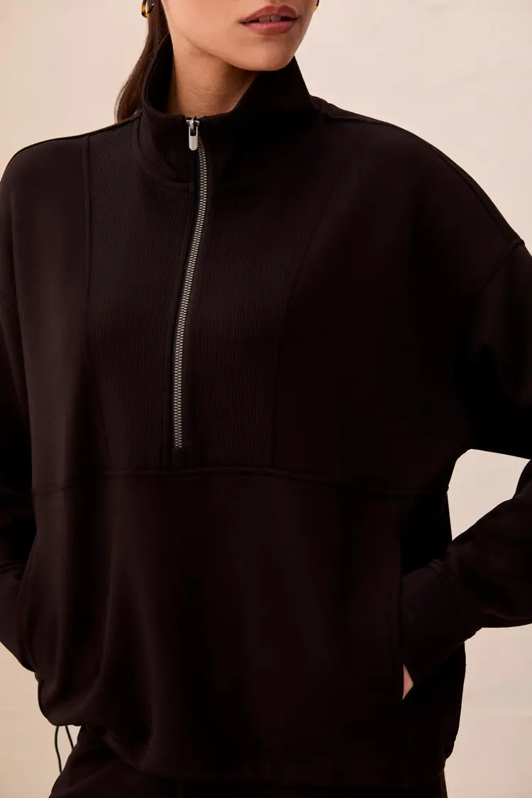 Tribal Tribal Long Sleeve Mock Neck Top With Zipper 3188O