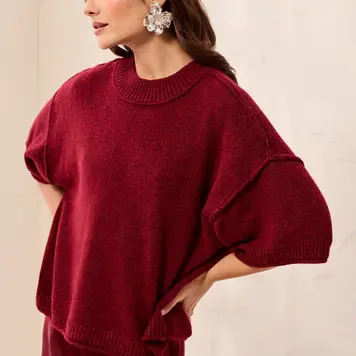 Tribal Tribal Lofty Elbow Sleeve Crew Neck Sweater 6278O
