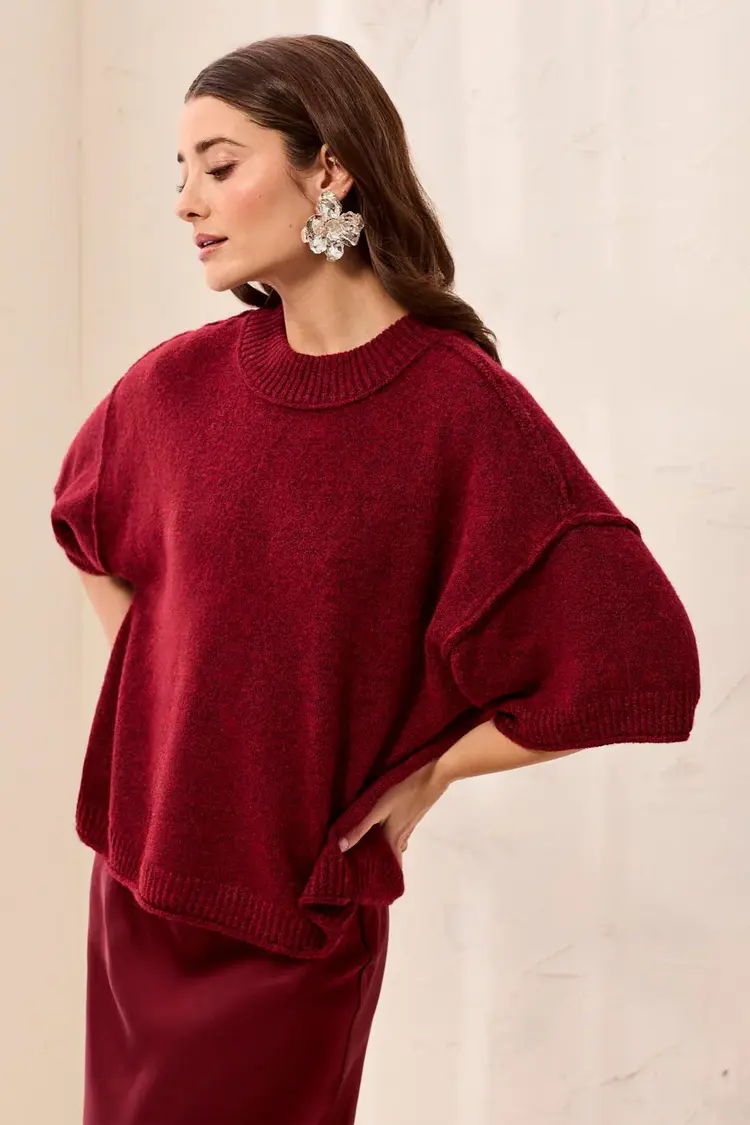 Tribal Tribal Lofty Elbow Sleeve Crew Neck Sweater 6278O
