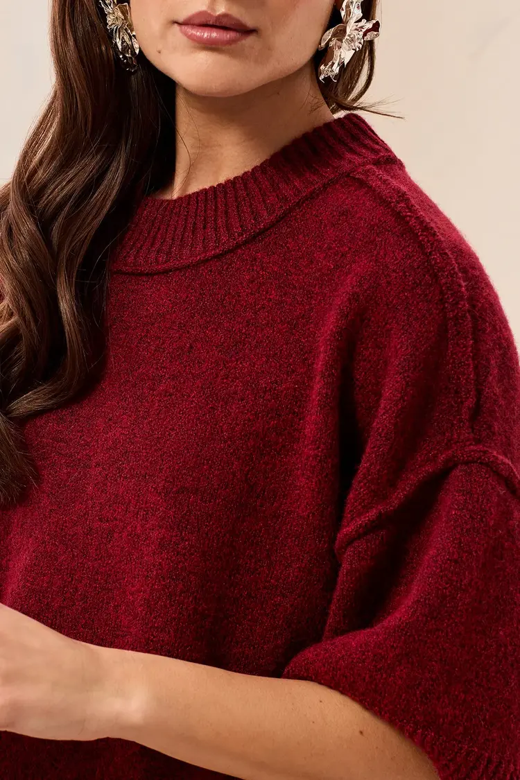 Tribal Tribal Lofty Elbow Sleeve Crew Neck Sweater 6278O
