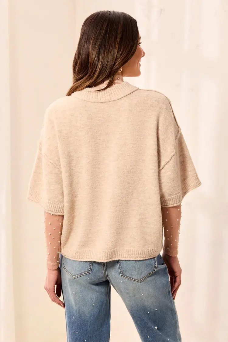 Tribal Tribal Lofty Elbow Sleeve Crew Neck Sweater 6278O