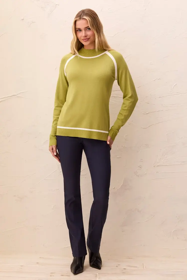 Tribal Tribal SOFT LONG SLEEVE MOCK NECK RAGLAN SWEATER  3226O