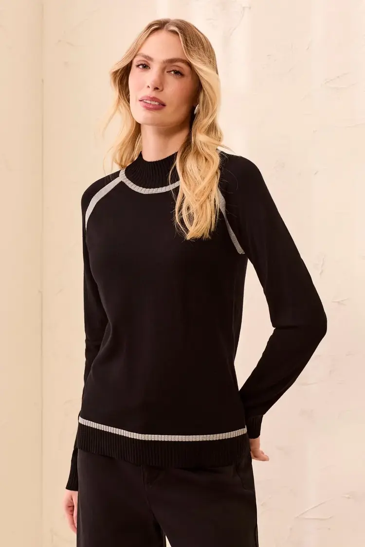 Tribal Tribal SOFT LONG SLEEVE MOCK NECK RAGLAN SWEATER  3226O
