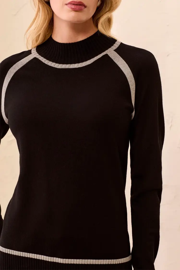Tribal Tribal SOFT LONG SLEEVE MOCK NECK RAGLAN SWEATER  3226O