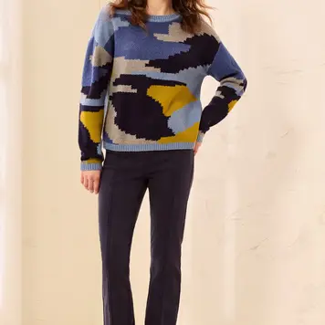 Tribal Tribal Long Sleeve Crew Neck Sweater 3263O