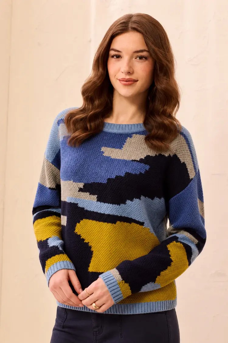 Tribal Tribal Long Sleeve Crew Neck Sweater 3263O