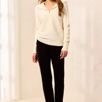 Tribal Tribal 6028O Zip Up V-Neck Sweater