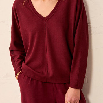 Tribal Tribal Long Sleeve Dolman V-Neck Top 6241O