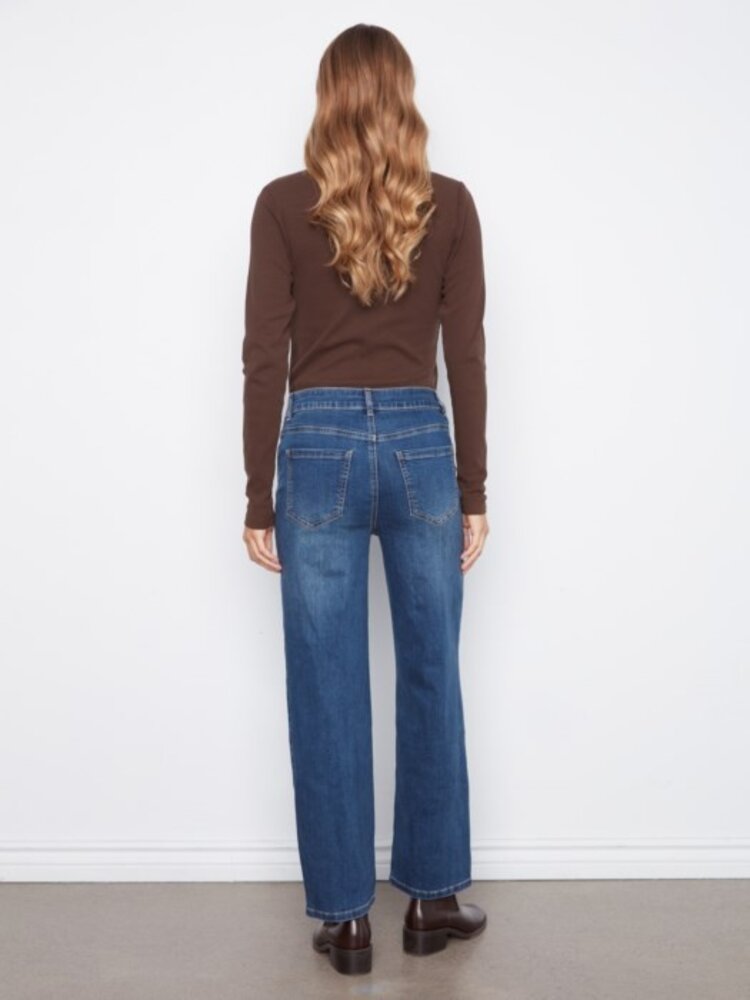 Charlie B Charlie B Straight Leg Pants With Corduroy and Leopard Heart Patches C5846