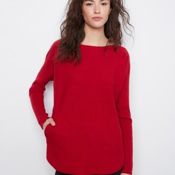 Charlie B Charlie B Round Hem Sweater w/ Front Pockets & Sleeve Lacing Detail C2380Y