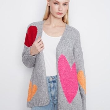 Charlie B Charlie B Heart Placement Cardigan C2168