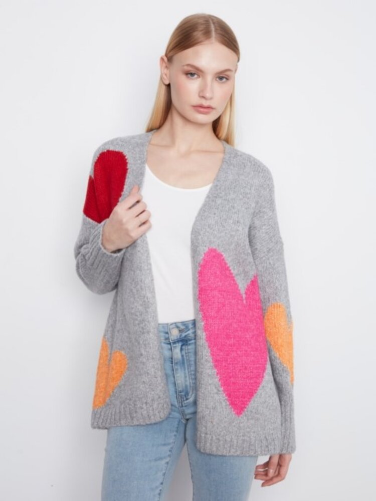 Charlie B Charlie B Heart Placement Cardigan C2168