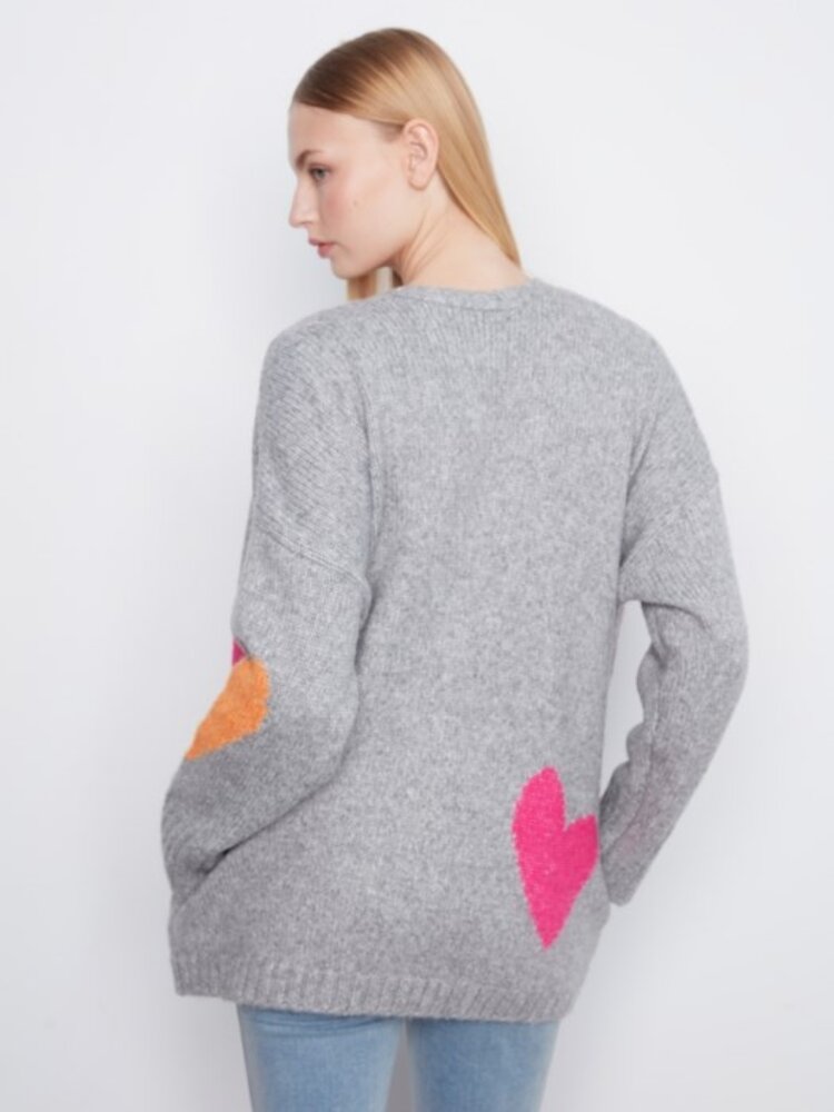 Charlie B Charlie B Heart Placement Cardigan C2168