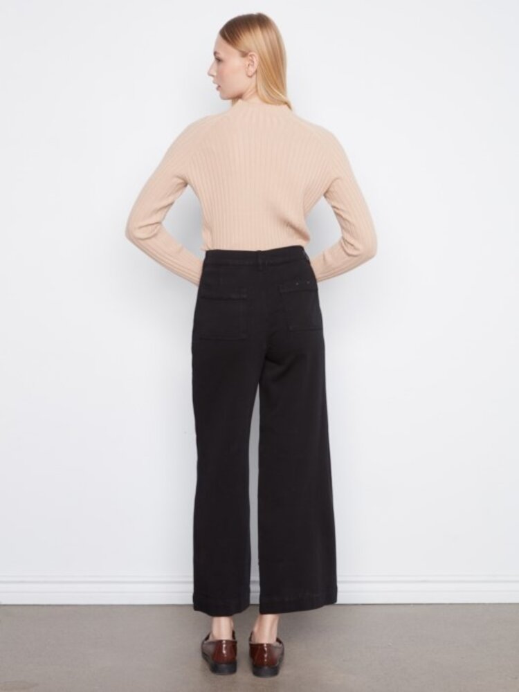 Charlie B Charlie B Wide Leg Button Front Pants With Patch Pockets C5835