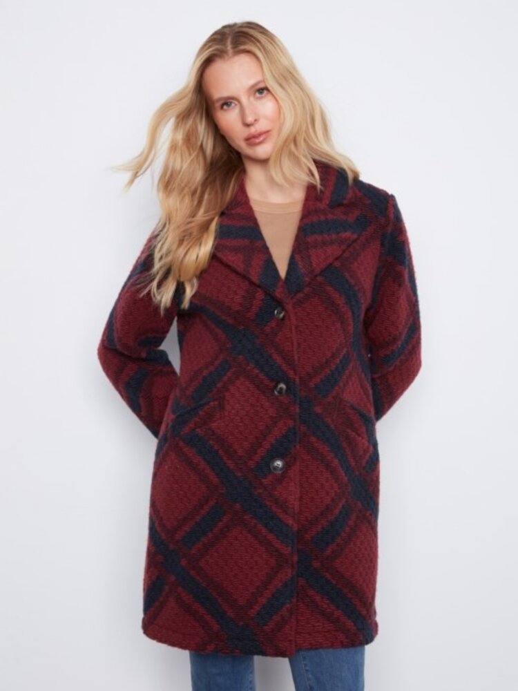 Charlie B Charlie B Plushy Knit Button Front Long Jacket With Pockets C6346R