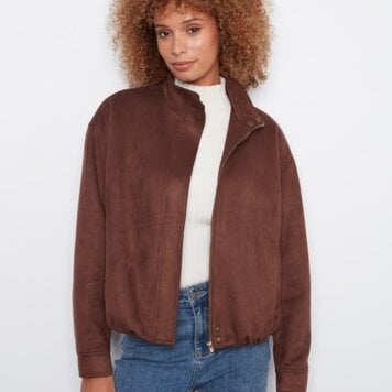 Charlie B Charlie B Front Zip Faux Suede Leather Jacket With Front Pockets C6428