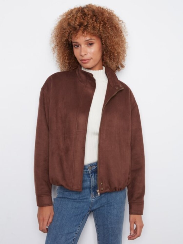 Charlie B Charlie B Front Zip Faux Suede Leather Jacket With Front Pockets C6428