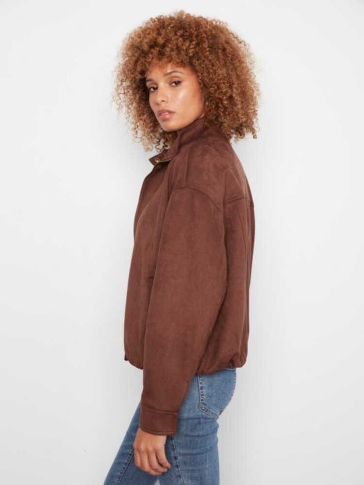 Charlie B Charlie B Front Zip Faux Suede Leather Jacket With Front Pockets C6428