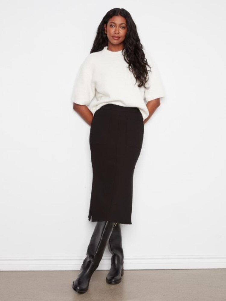Charlie B Charlie B Gusty Crepe Skirt W/ Front Patch Pocket C7076