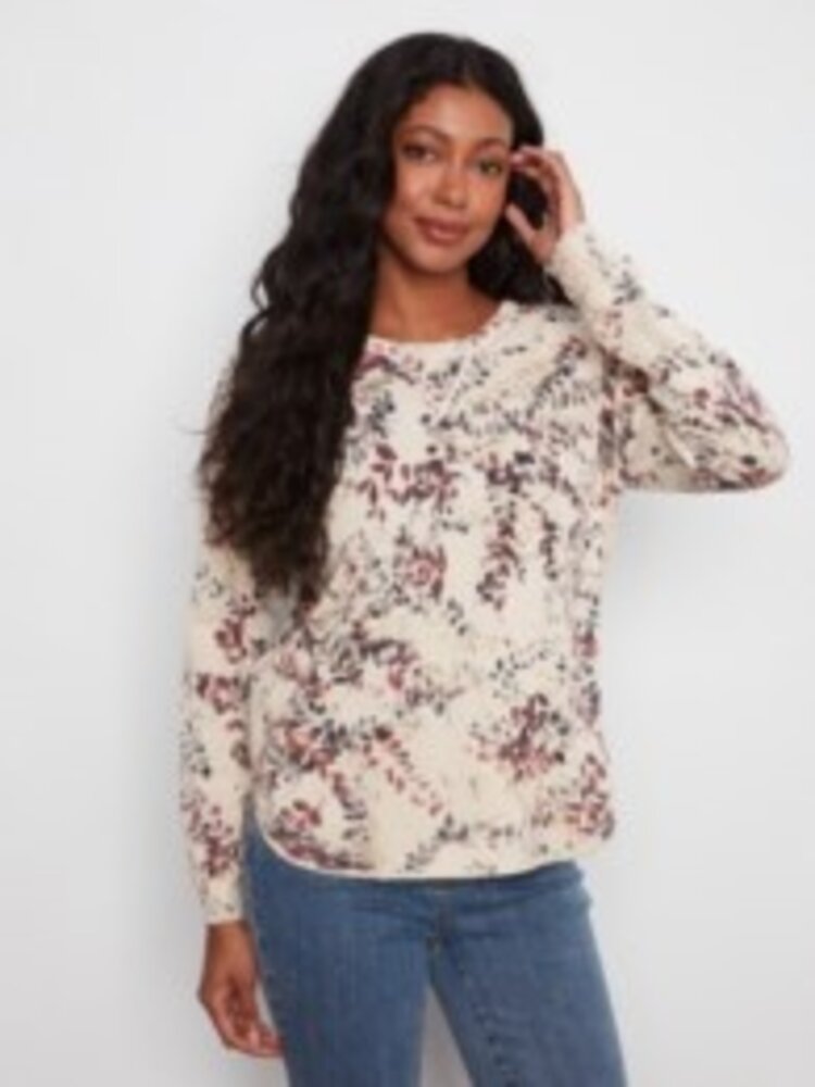 Charlie B Charlie Long Sleeve Crew Neck Printed On Reverse Sweater C2010