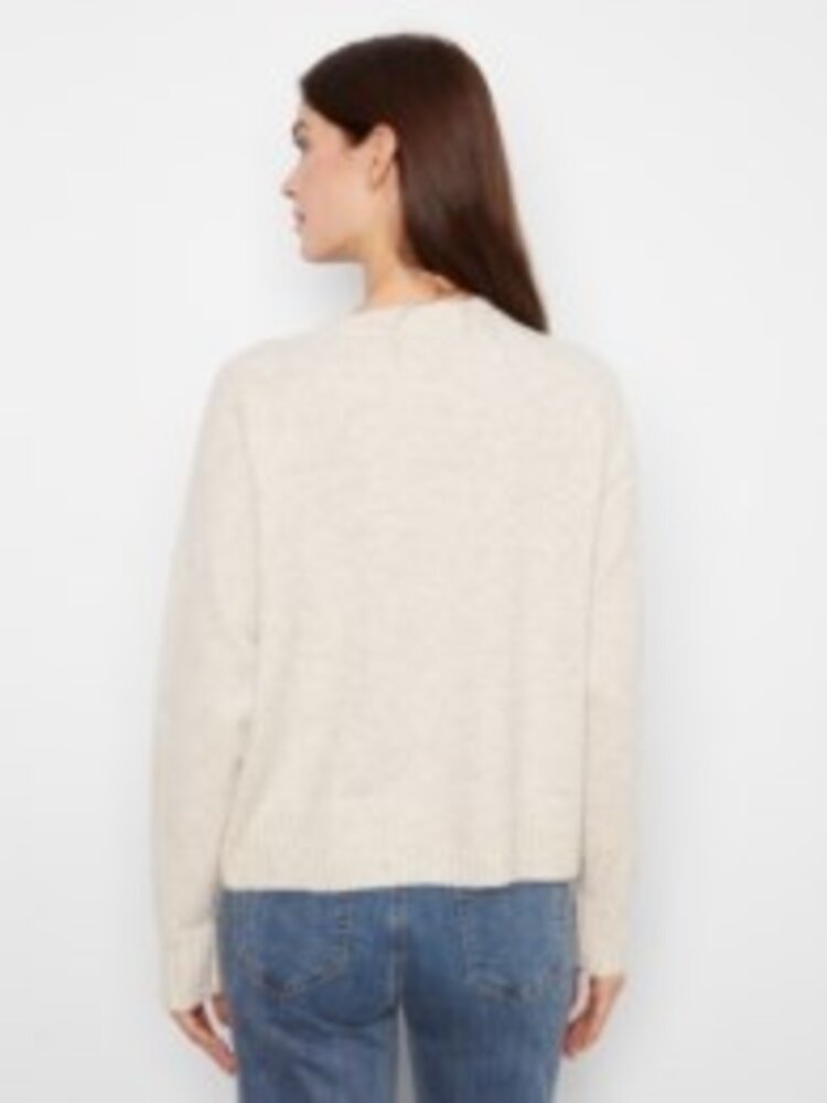 Charlie B Charlie B Long Sleeve Drop Shoulder Crew Neck Sweater W/ Argyle Jacquard Detail C2048
