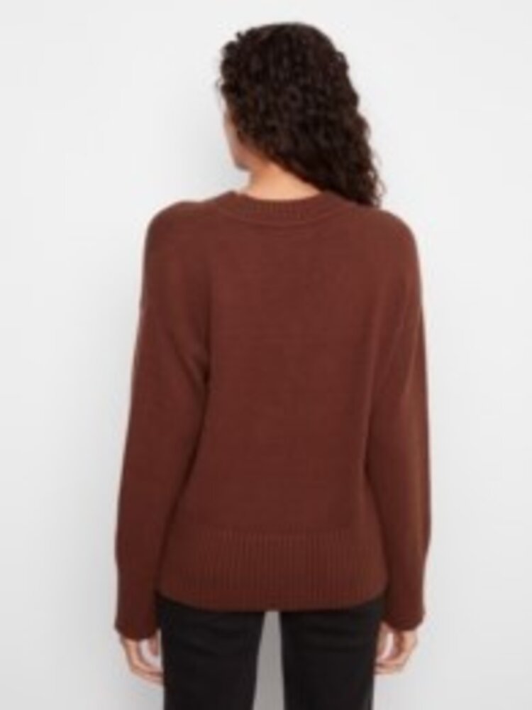 Charlie B Charlie B Long Sleeve Drop Shoulder Crew Neck Sweater C2127
