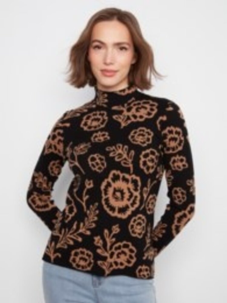 Charlie B Charlie B Gutsy Knit Reversible Mock Neck Sweater C2681