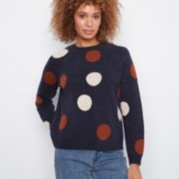 Charlie B Charlie B Long Sleeve Raglan Crew Neck Sweater With Placed Jacquard C2834