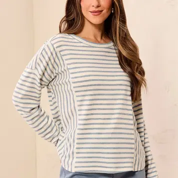 Tribal Tribal Long Sleeve Crew Neck Top With Inserts 3162O