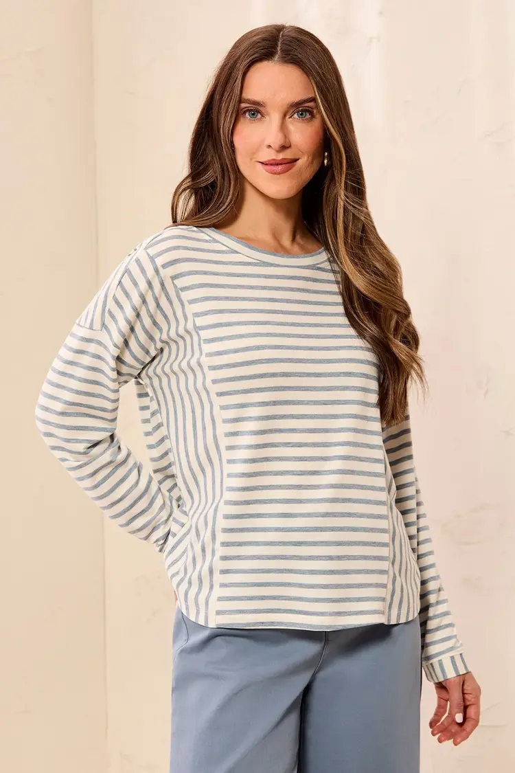 Tribal Tribal Long Sleeve Crew Neck Top With Inserts 3162O