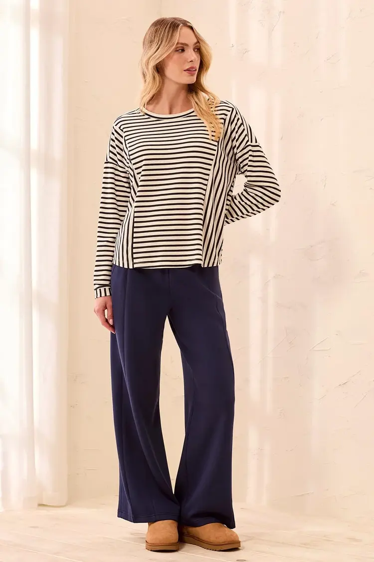 Tribal Tribal Long Sleeve Crew Neck Top With Inserts 3162O