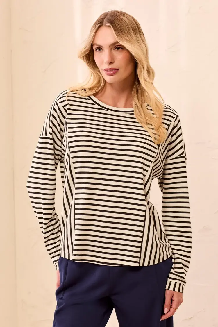 Tribal Tribal Long Sleeve Crew Neck Top With Inserts 3162O